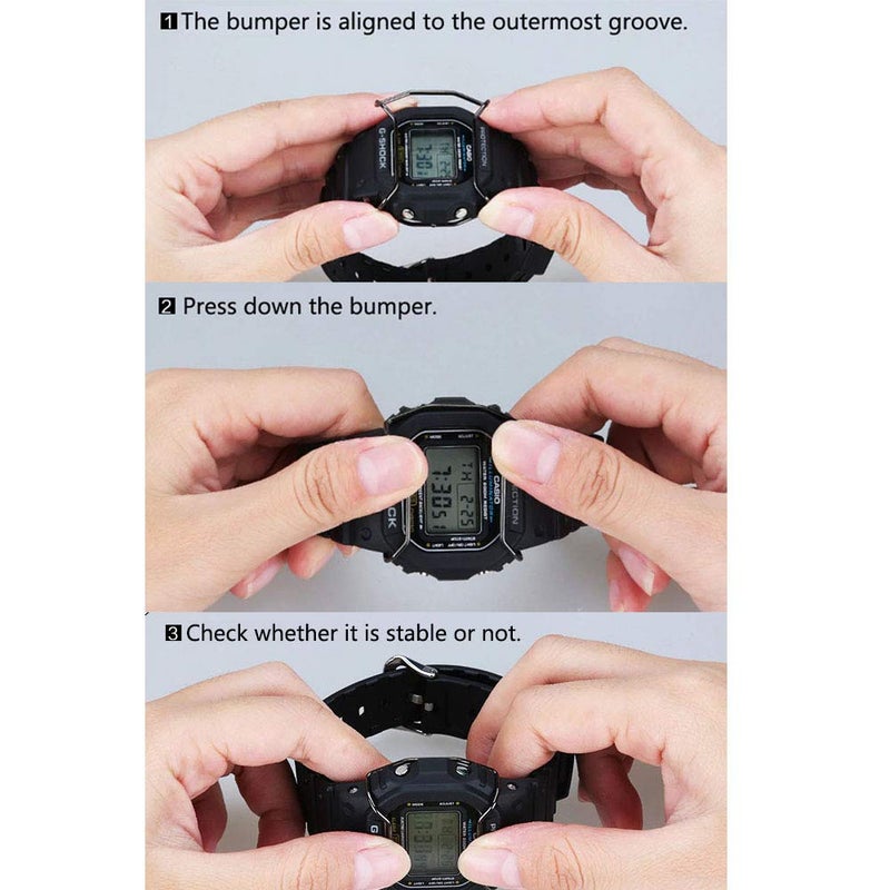 Zshion حافة واقية من الفولاذ المقاوم للصدأ متوافقة مع DW-5600، واقي ساعة سلكي لحماية Casio DW-5600/GW5000 / GW5030 / GW5035 (أسود) - Image 5